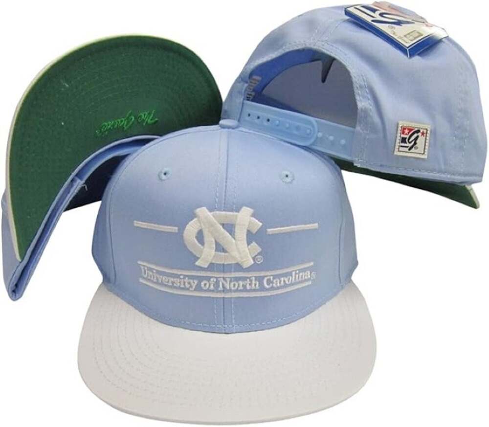 Vintage North Carolina Tar Heels Classic Split Bar Adjustable Snapback Hat/Cap
